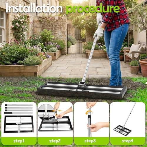 SporGain Lawn Leveling Rake 30"x10", Lawn Leveler with Aluminum Rollers - Image 6