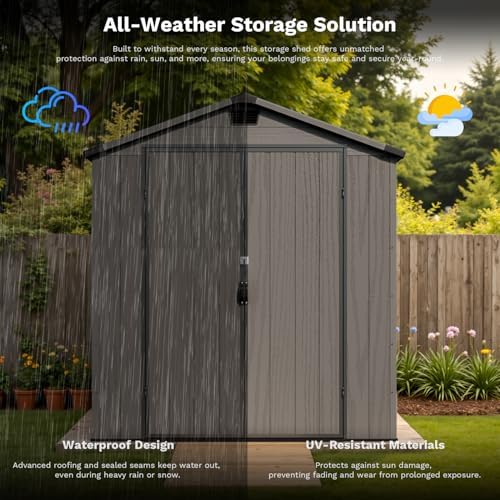 Patiowell Outdoor Plastic Storage Shed 6x6 FT, Resin Shed for Garden - Image 3