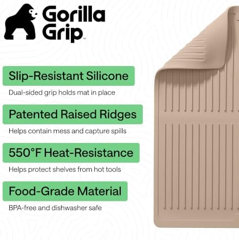 GORILLA GRIP Silicone Grill Mat, Heat Resistant Up to 550F, 13x11, Beige - Image 2