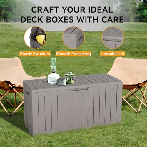 KAMABOKO Outdoor Storage Box, 82 Gallon Deck Box Outdoor Waterproof Patio - Image 4