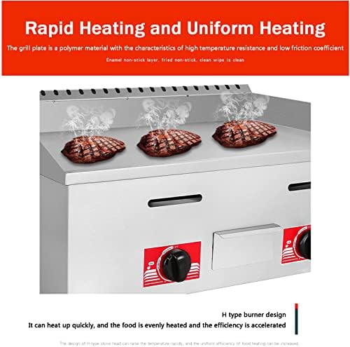 Gas Griddle LPG Commercial Stainless Steel Heavy Duty Restaurant Outdoor Griddle Gas Baking Plate Burger Grill Large Non-Stick Burners Flat Hot Plate and Can Cook for Medium to High Volumes - Image 4