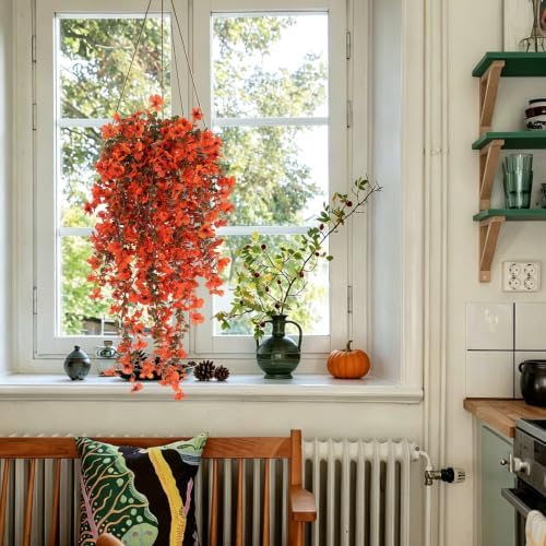 RECUTMS Fake Hanging Plant 3Pcs Artificial Autumn Flowers for Outdoors - Image 5