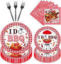 Gameza I Do BBQ Decorations - 96PCS I Do BBQ Party Plates Napkins and Forks Disposable Tableware Set, Barbeque Summer Engagement Bridal Shower Wedding Party Supplies Decor Serve 24 by GAMEZA