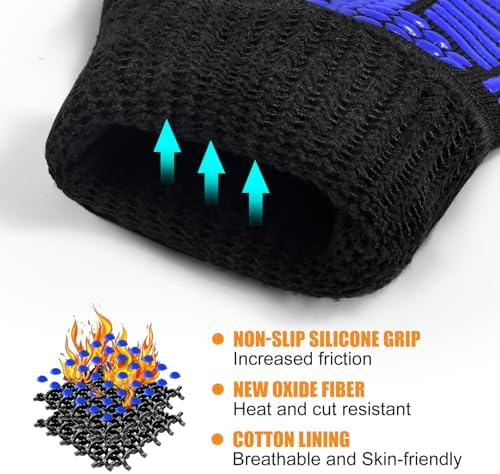 BBQ Gloves, 1472°F Heat Resistant with Silicone Grip Oven Mitts - Image 5
