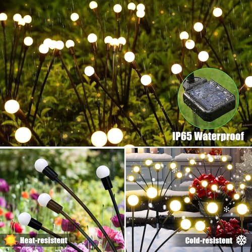 NBQQ Solar Lights Outdoor 10 Pack of 60 LEDs Swaying Firefly Garden Decor - Image 6