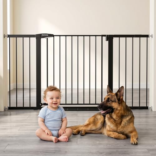 Mumeasy 36-60.5 in Extra Wide Baby Gate for Doorways, Pet Gate Indoor,Black by Mumeasy-FocusonBabyPetSafetyGate