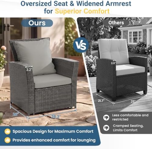Wisteria Lane 4 Piece Outdoor Wicker Patio Furniture Set for All Weather - Image 4