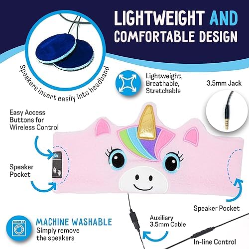 Toddler Headphones Wireless, Kids Bluetooth Earphones, Safe Volume - Wired School Headphones for Kids with 3.5 MM Jack and Travel Bag - Toddler Airplane Accessories for Boys & Girls - Pink Unicorn - Image 3