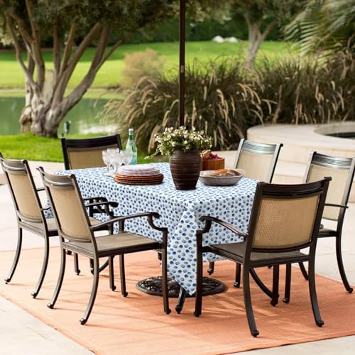 LVTXIII Rectangle Outdoor Tablecloth with Umbrella Hole and Zipper, Water-Repellent 60 x 84 Inch Patio Table Cover for Picnic, Garden, Backyard Dining, Brush Blue - Image 5