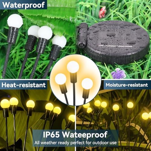 Solar Garden Lights Outdoor Waterproof, 6 Pack 48 LED Swaying Firefly Lights Outdoor Decor Light for Pathway Party Christmas Decoration, Unique Gifts for Women, Warm White - Image 4