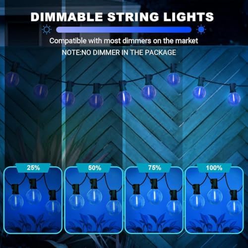LAMPHOME 4-Pack 26Ft ST38 Outdoor String Lights, Blue LED Shatterproof Patio Lights with 12+1 Edison Bulbs, Perfect for Hanukkah, Bistro, Christmas & Party Decorations - Image 7