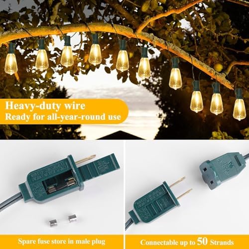 Brightever 100FT Outdoor String Lights 52 Bulbs, Waterproof Patio Lights - Image 4