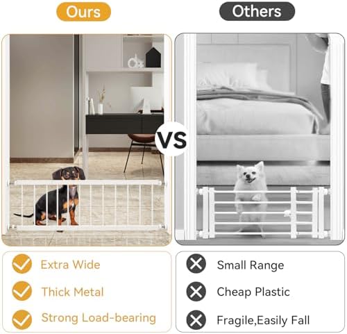 Dog Gate Indoor,18"-45" Adjustable Extra Wide Metal Short Dog Gate to Step Over, 18" Tall Small Pet Gate with 3 Extension Kits, Pressure Mounted for Doorways & Stairs - Image 5