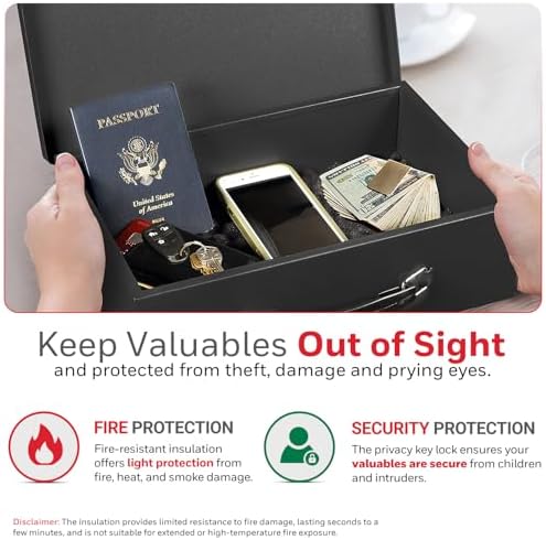 Honeywell Safes & Door Locks - Small Safe Box for Home - Fire Resistant Documents Lock Box with Keys - Steel Security with Key Lock for Personal Items, Jewelry, Money - 0.17 Cubic Feet - Black - 6104 - Image 6
