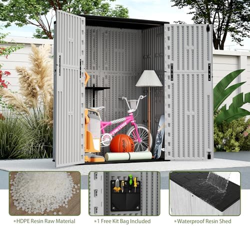ZZM 57 Cu.ft Outdoor Storage Cabinet with One Tool Kit, Horizontal Storage Shed for Garage, Bike, Garbage Cans, Garden Accessories - Image 6