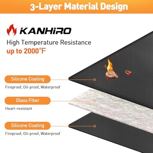 kanhiro Grill Mats for Outdoor Grill 59x39 Inch Fireproof Double-Sided Grill Matt and Deck Protector, Oil-Proof Waterproof BBQ, Grill Pad for Patio, Floor, Lawn Protection - Image 3