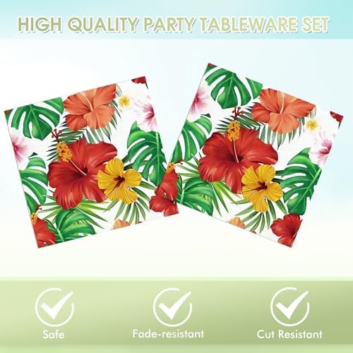 40PCS Tropical Hawaiian Hibiscus Floral Dessert Plates and Napkins Set - Image 4