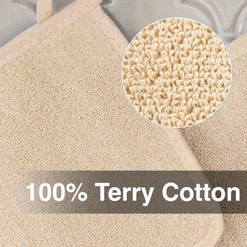 RITZ Terry Potholder & Hot Pad: Unparalleled Heat Resistant, Durable 100% Cotton – Ergonomically Designed for Optimal Grip – Easy-Care Machine Washable – 4-Pack, Latte - Image 2