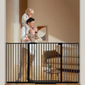 DEARBB Extra Wide Baby Gate Ultra Narrow Spacing 30.11-77.36" Pressure Mounted Double Lock Swing Auto Close Walk Through Metal Safety Pet Gate for Stairs and House Doorway Kitchen by DEARBB