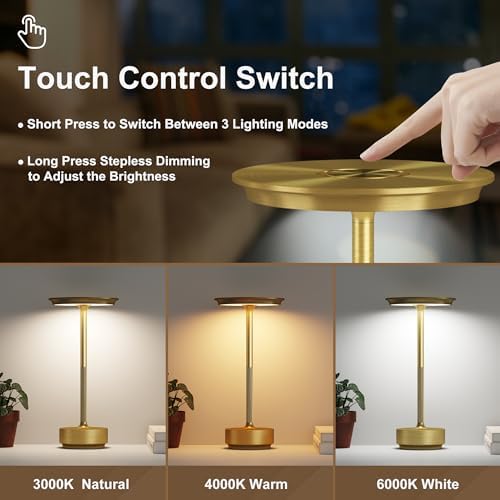 1 Pack Cordless Table Lamps Rechargeable, 5000mAh LED Table Light - Image 2