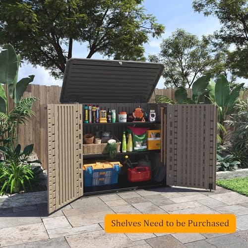 HOMSPARK Outdoor Storage shed, 26 Cu.ft Outdoor Storage Box Waterproof, Outdoor Storage Cabinet for Bike, Garbage Cans, Lawnmower, Garden Accessories, Waterproof, Lockable - Image 3