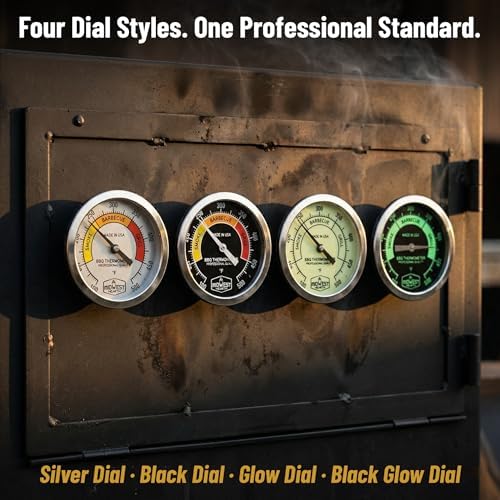 Midwest Hearth BBQ Smoker Thermometer, 3" Dial, ASME Grade A, Glass Lens, Made in USA, 2.5-in Stem, Black Glow Dial - Image 5