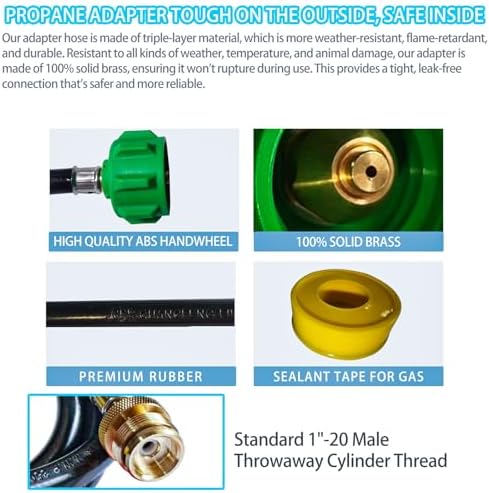 6 Feet for Weber Adapter Hose for Weber Travelev Grill, for Weber Traveler Grill Accessories for Weber Q 1000 for Weber Q Series, and for Weber Traveler Gas Go-Anywhere Grills Propane Adapter. - Image 6