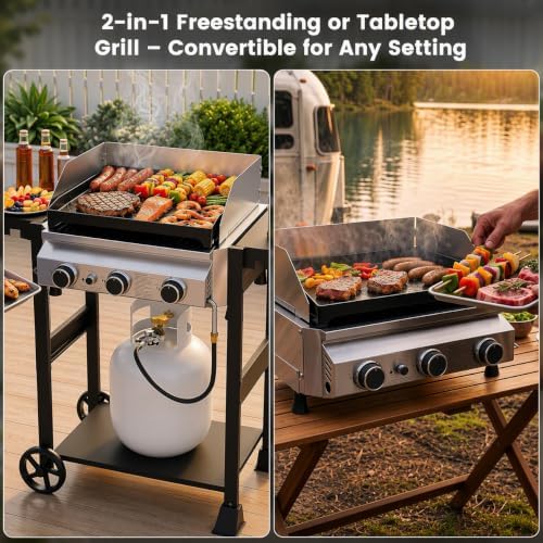 Electactic 3-Burner Propane Gas Grill & Griddle Combo,Flat Top Griddle - Image 6