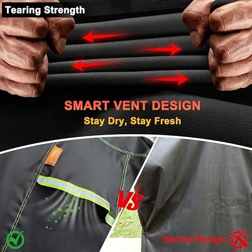 Grill Cover for Outdoor Grill, 58 Inch BBQ Grill Cover 420D Heavy Duty Waterproof with Air Vents/Handles/Straps, Weather Resistant Barbecue Gas Grill Cover for Weber, Genesis, Charbroil, etc - Image 5