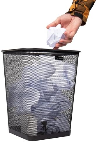 Mind Reader Mesh Trash Can, Waste Paper Basket, Square, Office, Metal Mesh, 9.75"L x 9.75"W x 12.25"H, Set of 2, Black - Image 6