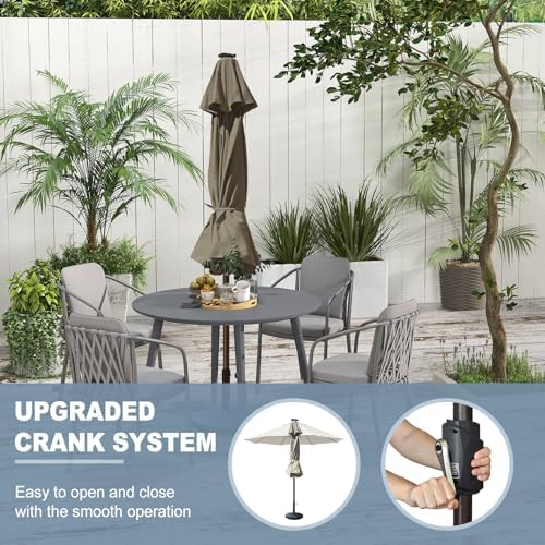 EliteShade USA 10-Year-Non-Fading 10ft Market Patio Umbrella, Commercial Grade Table Sun Umbrella with 80 Solar LED Lights, Crank Open, Windproof & UPF 50+ UV Protection for Garden, Deck, Pool, Backyard, No Tilt, Taupe - Image 4