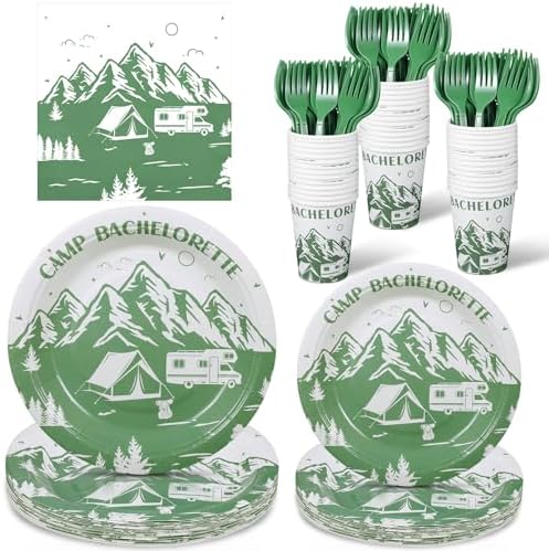 Zubebe 175 Pcs Camp Bachelorette Party Plates Cups Napkins Serves 25 by Zubebe