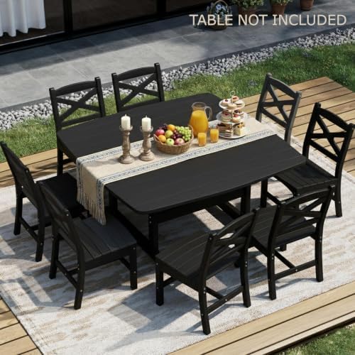 Outdoor Armless Dining Chairs Set of 4,HDPE Patio Chairs with Wide Seat,All-Weather HDPE Patio Armless Chairs for Porch, Backyard, Deck, Black,Table not Included - Image 4