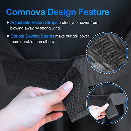 Comnova Grill Cover for Weber Q Grill on Cart - 7112 BBQ Cover for Weber Q3000/Q300/Q2000/Q200 with Portable Stand, 600D Heavy Duty & Waterproof BBQ Cover for Weber Q3200, 3000, 320, 300 and More - Image 7