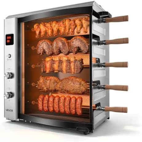 VEVOR Countertop Vertical Oven Brazilian Flame 5 Auto Rotating Skewers by VEVOR