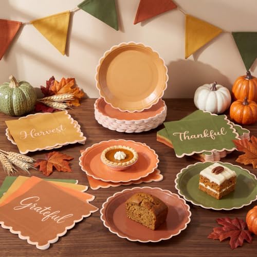 Roshtia 120 Pcs Fall Plates and Napkins Set, Serves 60 - Image 6