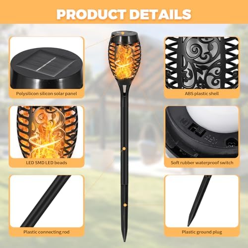 8 Pack Solar Pathway Lights Outdoor, Solar Torches Lights Halloween Decor - Image 3