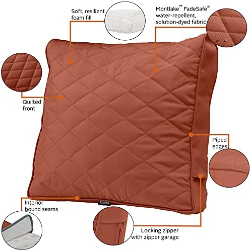 Classic Accessories Montlake FadeSafe FadeSafe Patio Chair/Loveseat Back Quilted Cushion, 21 x 20 x 4 Inch, Spice - Image 3