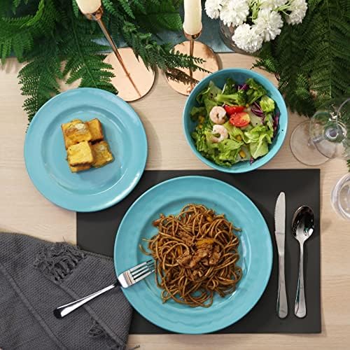 TP 12-Piece Melamine Dinnerware Sets, Service for 4, Teal - Image 3