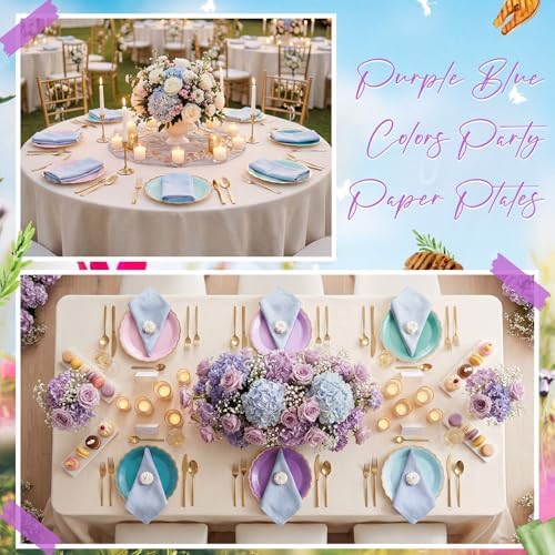 48 Pcs Mermaid Paper Plates 9 Inch Scalloped Pink Blue Purple - Image 5