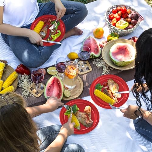 50 Pack Red Paper Plates 9" Round Heavy-duty Red Dinner Plates for Party - Image 7