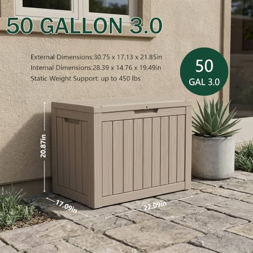 Outdoor Storage Box, 50 Gallon Waterproof Deck Box [Upgraded 3.0] - Image 2