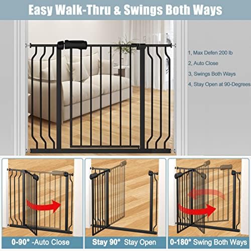 Extra Wide Baby Gate Black 63-71 Inch Wide Pressure Mounted Auto Close Child Safety Gate Long Dog Gate for House Doorways - Image 6