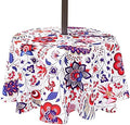 SquarePie 60'' Round Outdoor Tablecloth with Umbrella Hole and Zipper, Water Resistant SpillProof Patio Table Cloth for Spring Summer Camping Garden Poolside Picnic BBQS, Gorgeous Flowers by SquarePie