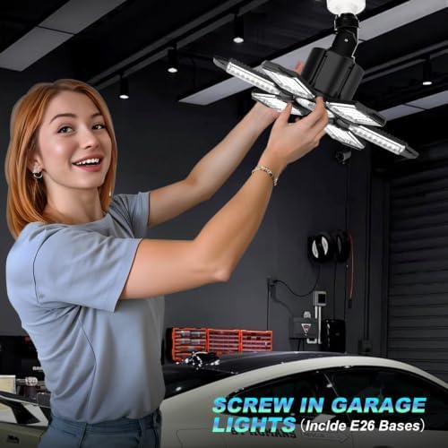 Led Garage Lights Bulb 1 Pack 200W Bright Rotatable Ceiling Led Shop Lights, E26/E27 Base, 6500K, 22000LM Deformable Led Garage Light for Basement, Attic and Workshop Commercial Bay Lighting - Image 6