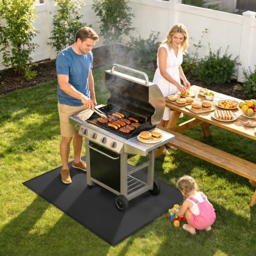 kanhiro Grill Mats for Outdoor Grill 59x39 Inch Fireproof Double-Sided Grill Matt and Deck Protector, Oil-Proof Waterproof BBQ, Grill Pad for Patio, Floor, Lawn Protection - Image 2