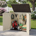 Allpop Outdoor Storage Shed, 31 Cu.Ft Resin Horizontal Storage Cabinet for Trash Cans, Patio & Garden, Khaki by Allpop