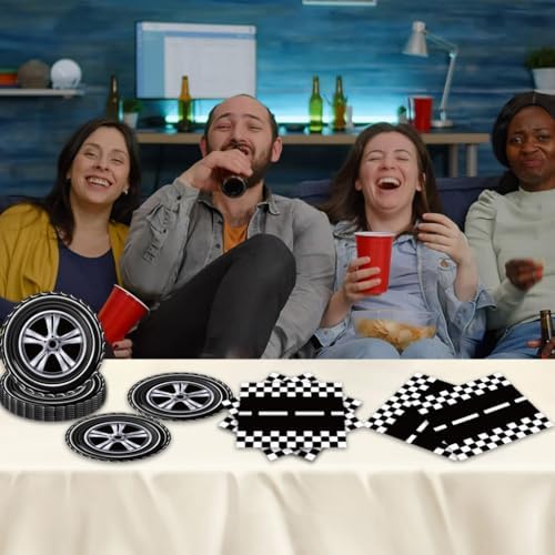 40pcs Race Car Party Supplies,include 20pcs Dessert Plate,20pcs Napkin,Racing Car Race Track Birthday Plate Napkin Disposable Tableware Set,Used for Racing Sports Party Decoration - Image 5