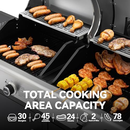 Royal Gourmet ZH3002N 2-Burner Propane Gas and Charcoal Grill Combo - Image 5