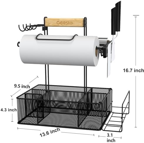 Geesta Grill Caddy for Outdoor Grill, BBQ Picnic Camping Caddy with Paper Towel Holder & Magnetic Tool Holder, Condiment Storage Utensil Kitchen Organizer for RV Camper, Tailgate Accessories - Image 6